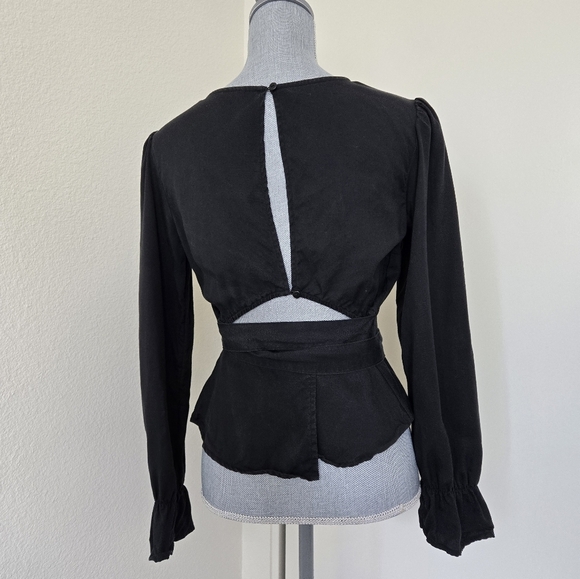 The Drop x Paola Alberdi Cut Out Back Peplum Waist Blouse Top Tencel size Small - Picture 10 of 16